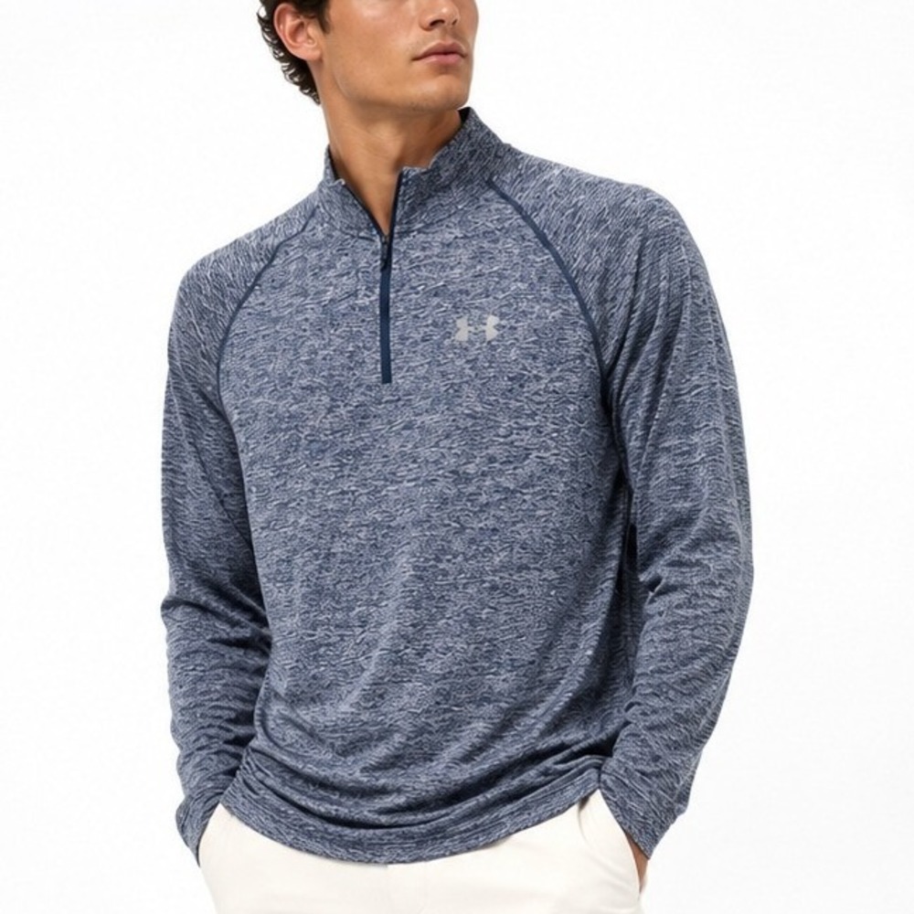 Under Armour HeatGear Mens Small Blue Space Dye 1/4 Zip Pullover NWT